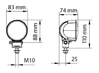 Hellamarine module 70 GEN 4 LED valonheitin spot, musta