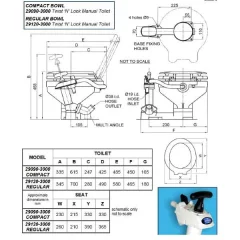 Jabsco vesi WC Twist n' Lock, Compact (pieni kulho)