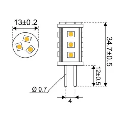 LED 15 polttimo, G4 8-30V