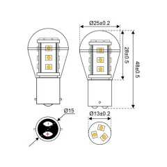 LED polttimo 15, SMD BA15d 10-30V