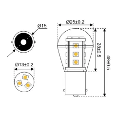 LED polttimo 15, SMD BA15s 10-30V