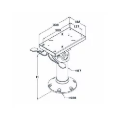 Marinvent ESM tuolinjalka kaasuvaimennuksella, 350-470mm