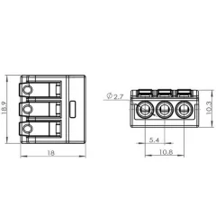 Johtoliitin 3 johdolle, 12kpl